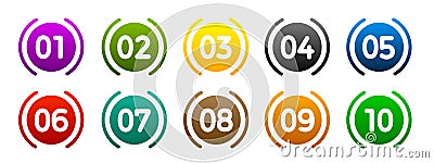 Modern colorful numbers button set multicolored â€“ vector Vector Illustration